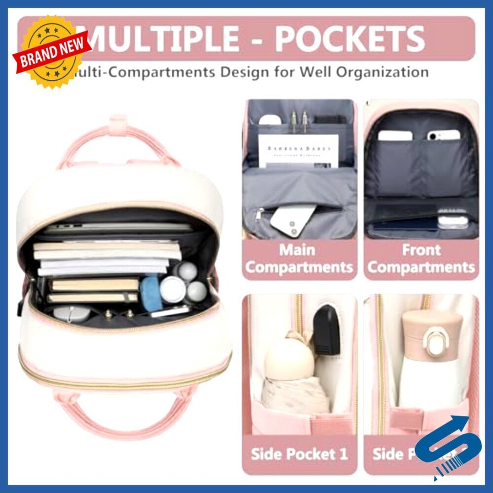 Laptop Backpack Waterproof Anti-theft USB Charger Travel Business Casual Bookbag - Picture 3 of 6